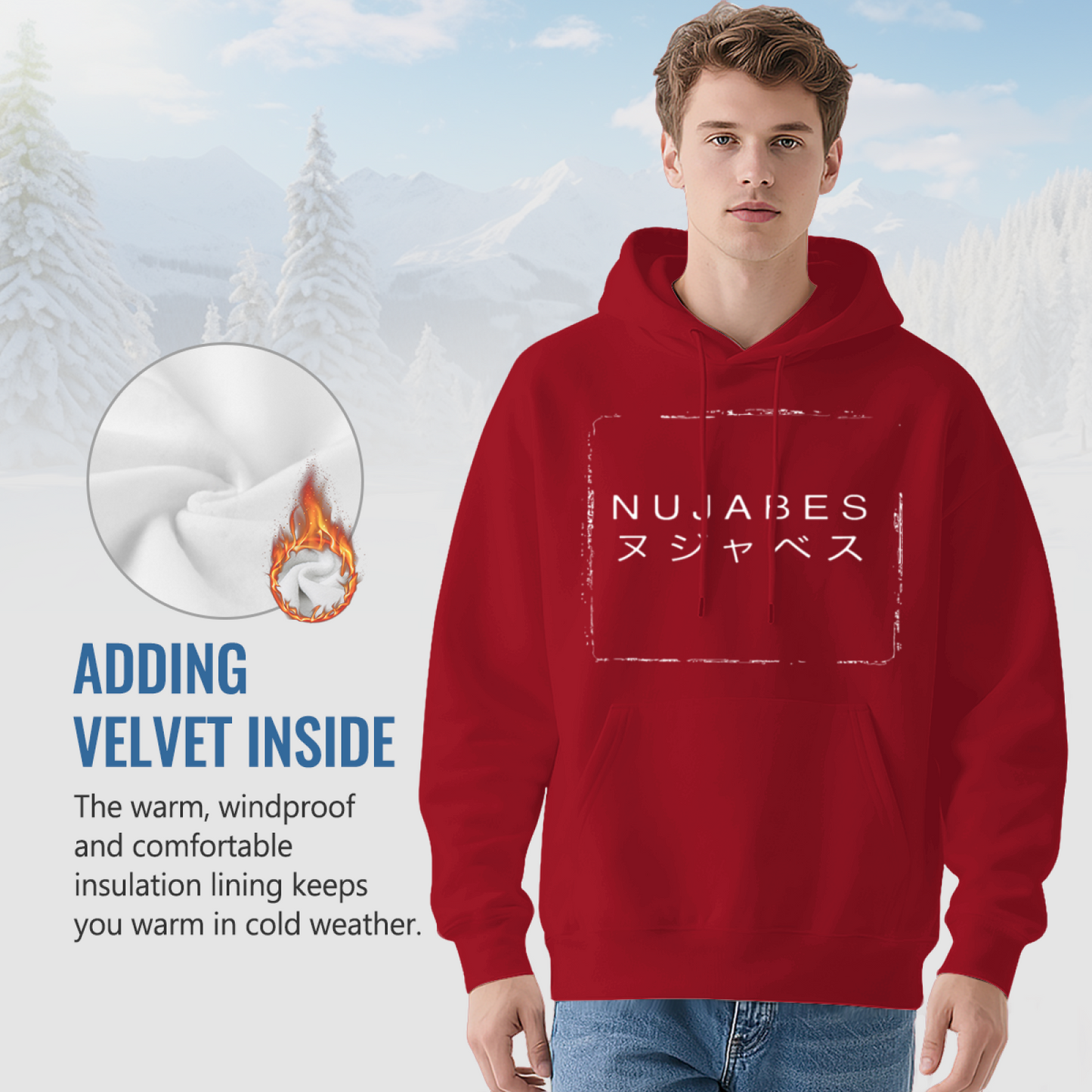 Nujabes Japanese Letter Graphic Cozy Pullover Hoodie, Unisex Streetwear