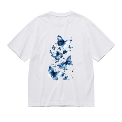 Watercolor Blue Gradient Butterflies Plus Size Ladies T-Shirt