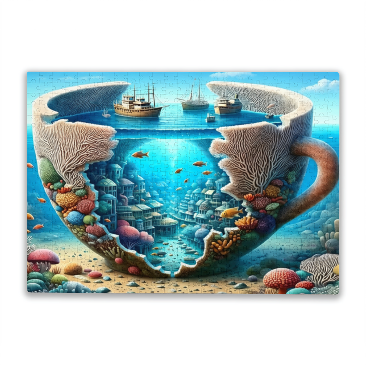 Surreal Giant Teacup Undersea City ¨C Magical Coral Ocean Puzzle