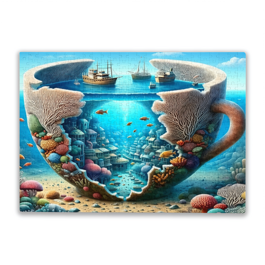 Surreal Giant Teacup Undersea City ¨C Magical Coral Ocean Puzzle