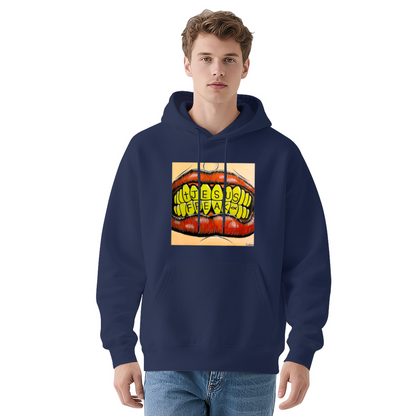 Jesus Freak Mouth Graphic Black Hoodie, Men Street Comfort Hooded Top