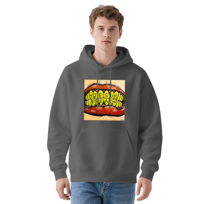 Jesus Freak Mouth Graphic Black Hoodie, Men Street Comfort Hooded Top