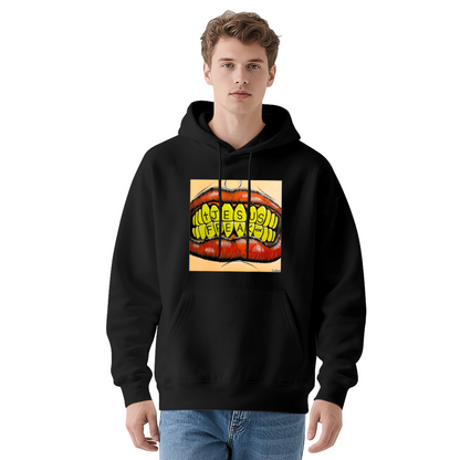 Jesus Freak Mouth Graphic Black Hoodie, Men Street Comfort Hooded Top