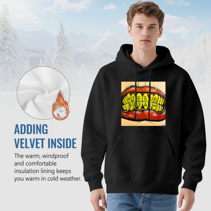 Jesus Freak Mouth Graphic Black Hoodie, Men Street Comfort Hooded Top