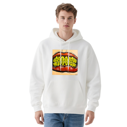 Jesus Freak Mouth Graphic Black Hoodie, Men Street Comfort Hooded Top