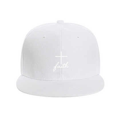 Faith Cross Script Red Flat Brim Snapback Sun Hat, Simple Christian Faith Daily Sun Cap