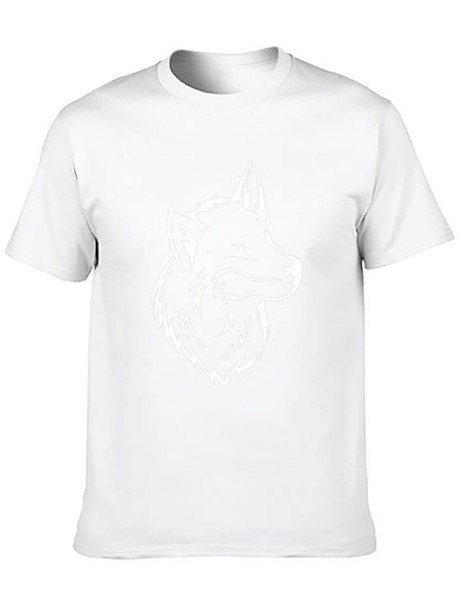Mens Black T-Shirt with Wolf Graphic