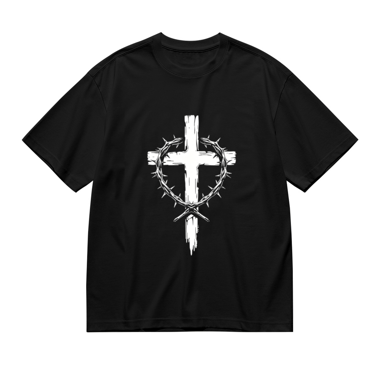 Wooden Cross Crown Of Thorns Christian Faith Plus Size Women T-Shirt