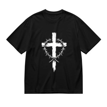 Wooden Cross Crown Of Thorns Christian Faith Plus Size Women T-Shirt