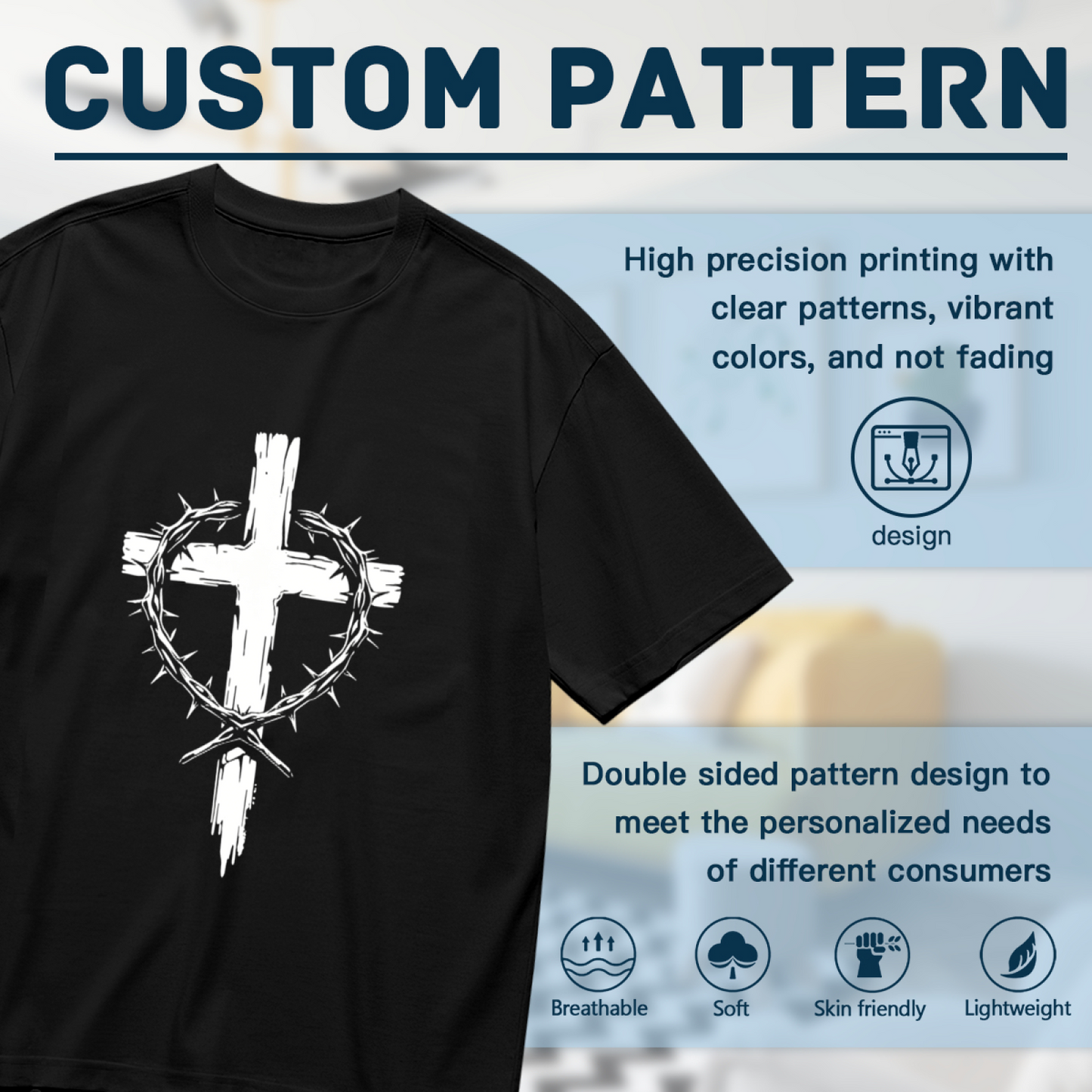 Wooden Cross Crown Of Thorns Christian Faith Plus Size Women T-Shirt