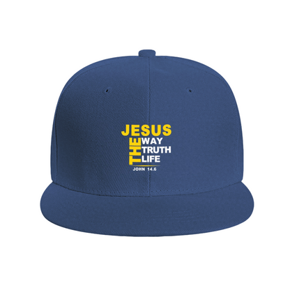 Faith JESUS THE WAY TRUTH LIFE Black Flat Brim Christian Cap