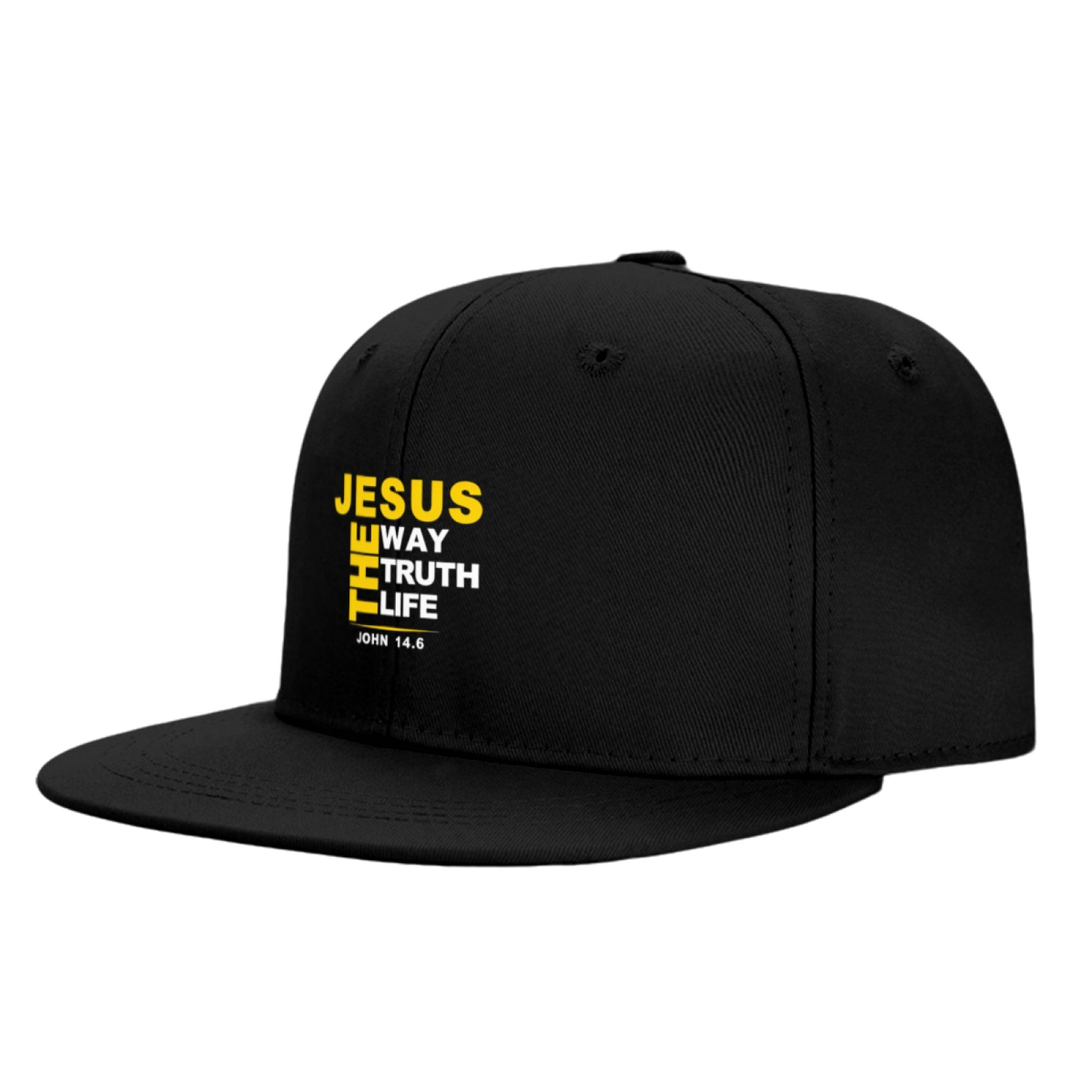Faith JESUS THE WAY TRUTH LIFE Black Flat Brim Christian Cap