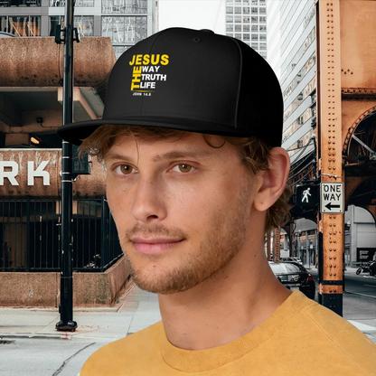 Faith JESUS THE WAY TRUTH LIFE Black Flat Brim Christian Cap