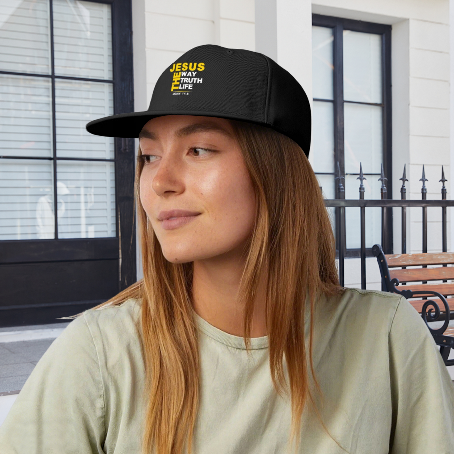 Faith JESUS THE WAY TRUTH LIFE Black Flat Brim Christian Cap