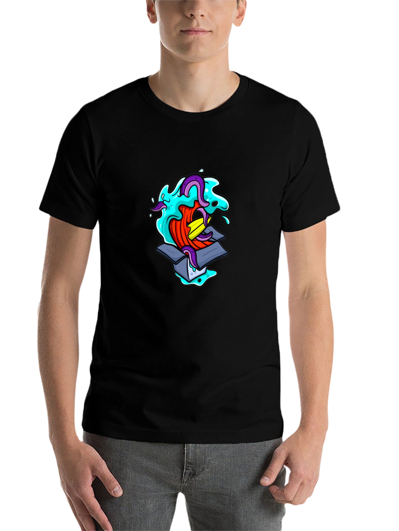 Mens Black Graphic T-Shirt - Box Creature