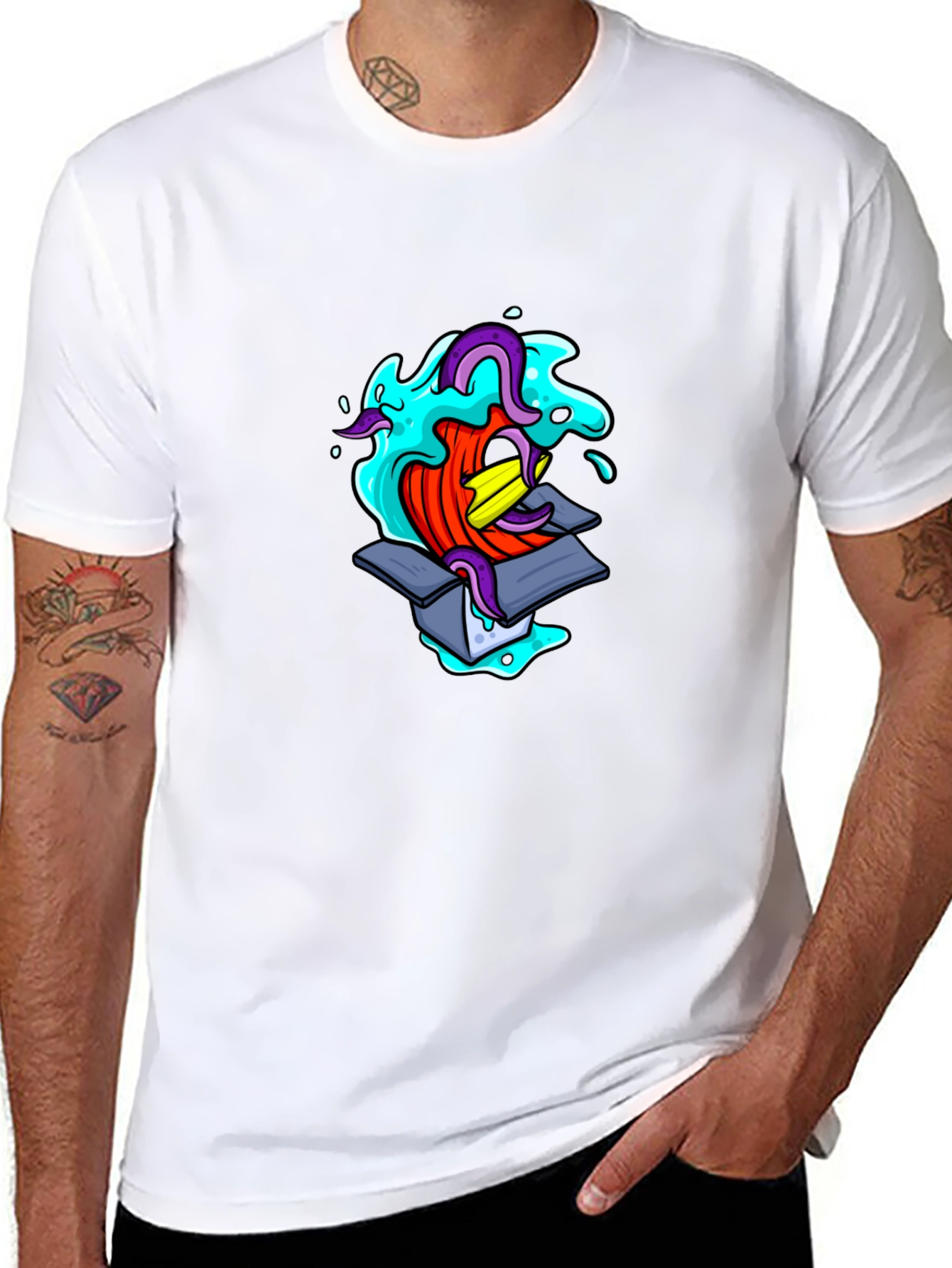 Mens Black Graphic T-Shirt - Box Creature