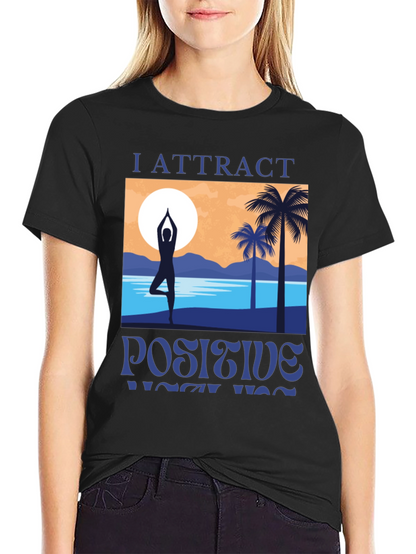 I Attract Positive Yoga Vibes Graphic T-Shirt