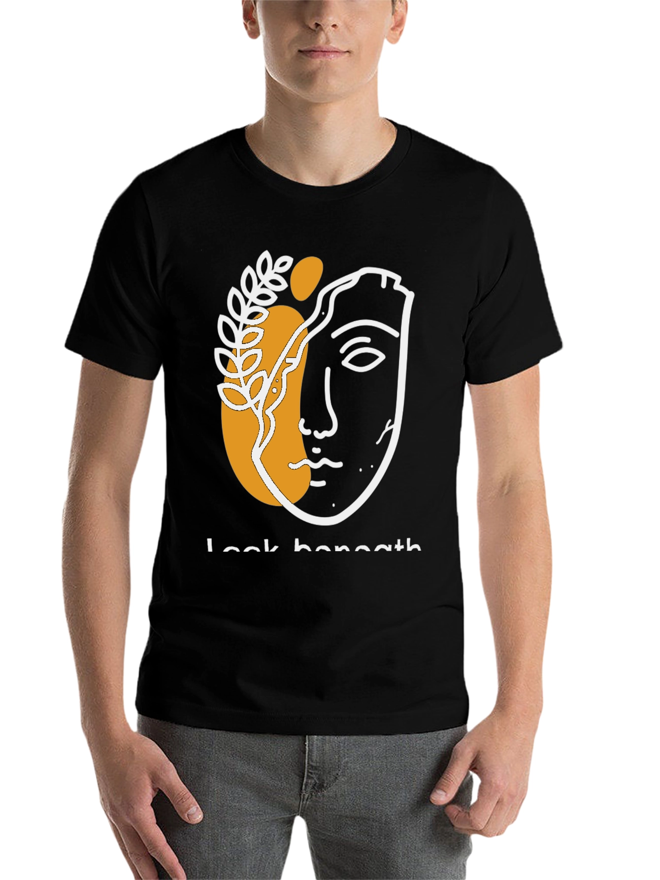 Abstract Face Graphic Print Black T-Shirt