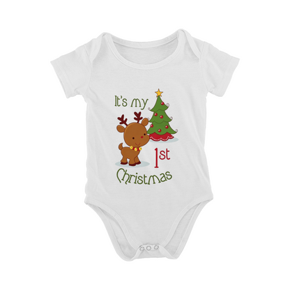 It¡¯s My 1st Christmas Reindeer Xmas Newborn Onesie Holiday Baby Outfit