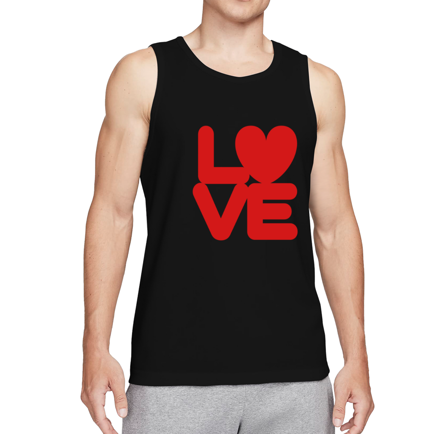 Bold Red LOVE Heart Minimalist Men Tank Top