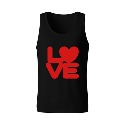 Bold Red LOVE Heart Minimalist Men Tank Top