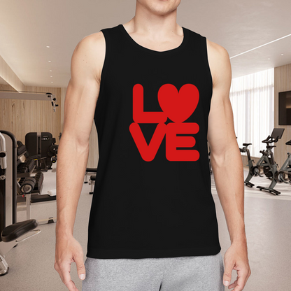Bold Red LOVE Heart Minimalist Men Tank Top