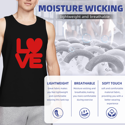 Bold Red LOVE Heart Minimalist Men Tank Top