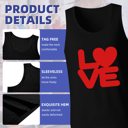 Bold Red LOVE Heart Minimalist Men Tank Top
