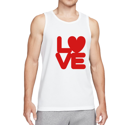 Bold Red LOVE Heart Minimalist Men Tank Top