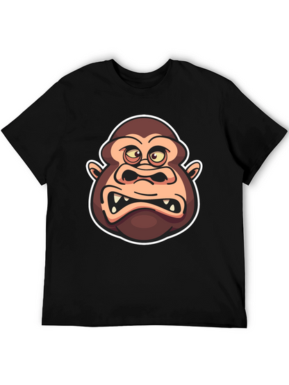 Cartoon Gorilla Graphic Black T-Shirt