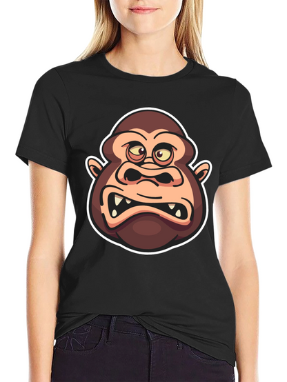 Cartoon Gorilla Graphic Black T-Shirt