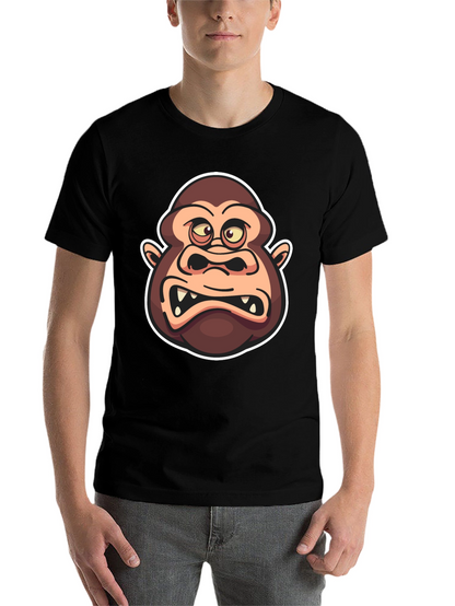 Cartoon Gorilla Graphic Black T-Shirt