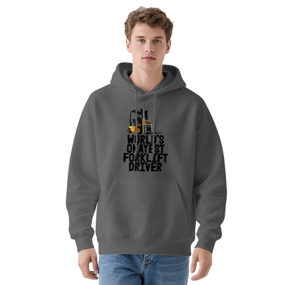 World¡¯s Okayest Forklift Driver Graphic White Hoodie, Soft Warehouse Worker Hoodie For Men