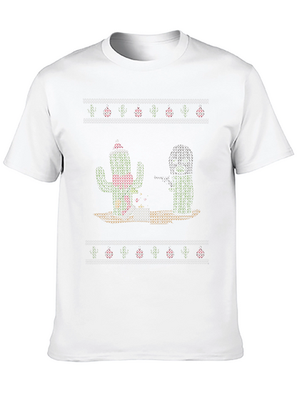 Cactus Christmas Pattern T-Shirt