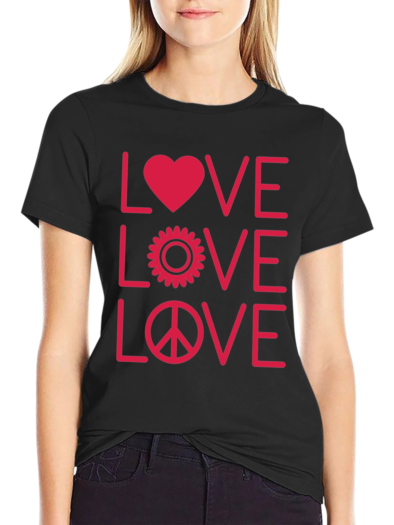Love Peace Graphic Tee - Black Unisex T-Shirt