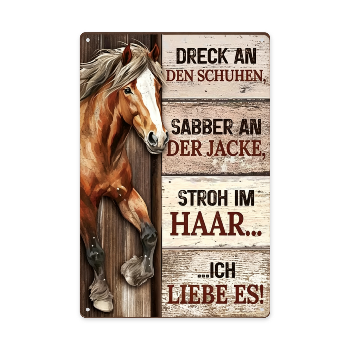 Country Horse German Farm Love Vintage Metal Wall Sign