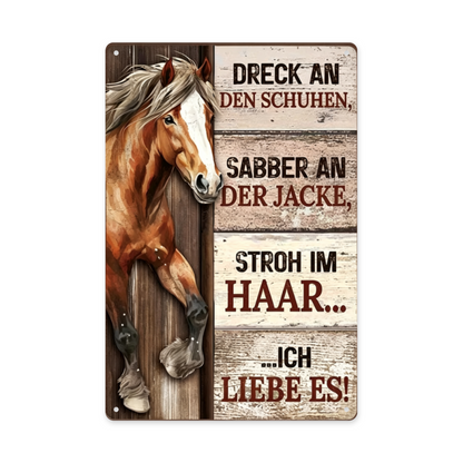 Country Horse German Farm Love Vintage Metal Wall Sign