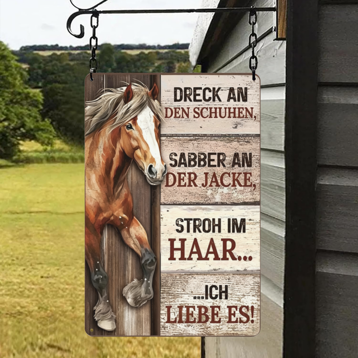 Country Horse German Farm Love Vintage Metal Wall Sign
