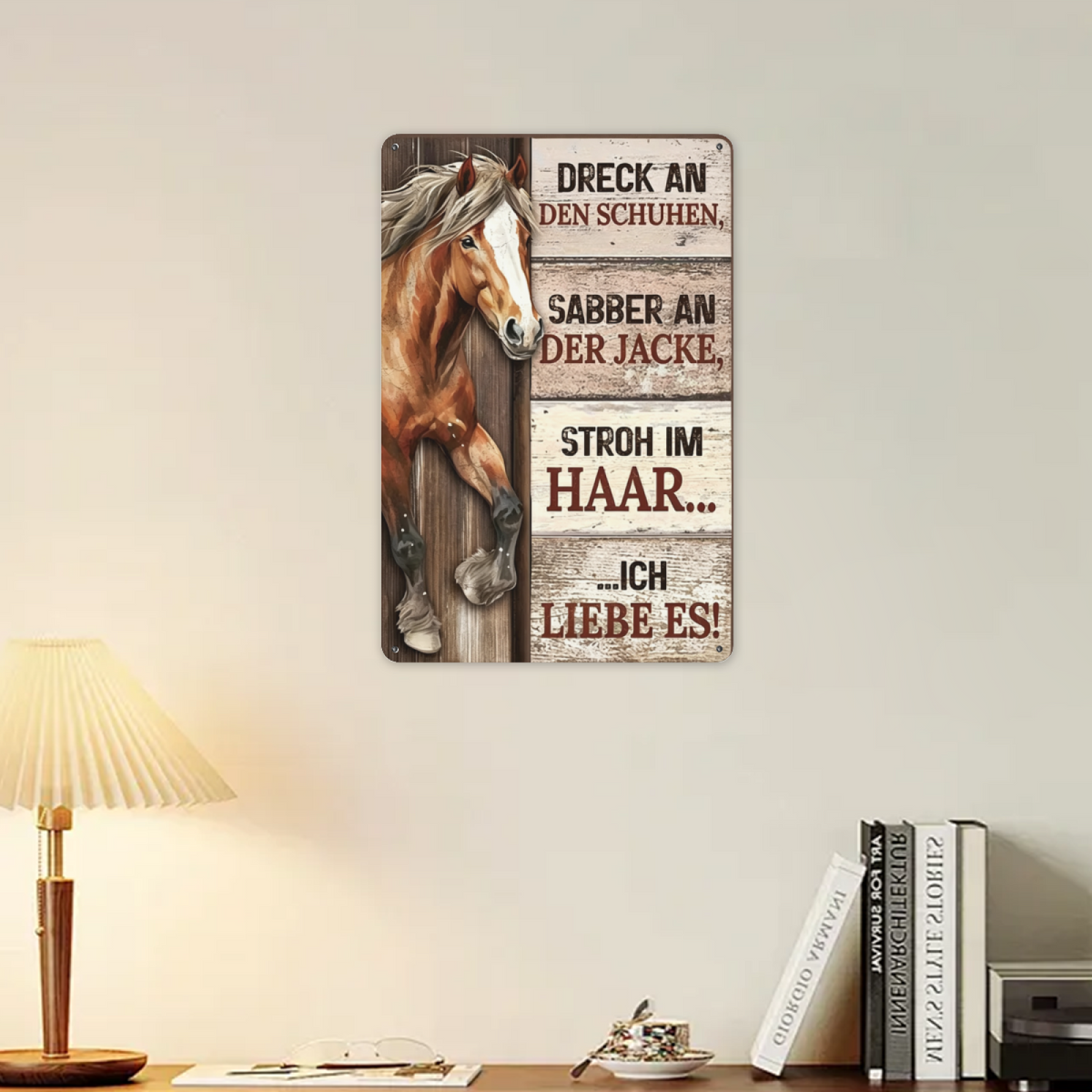 Country Horse German Farm Love Vintage Metal Wall Sign