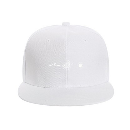 Ocean Wave Turtle & Sun Minimal Line Blue Flat Sun Cap