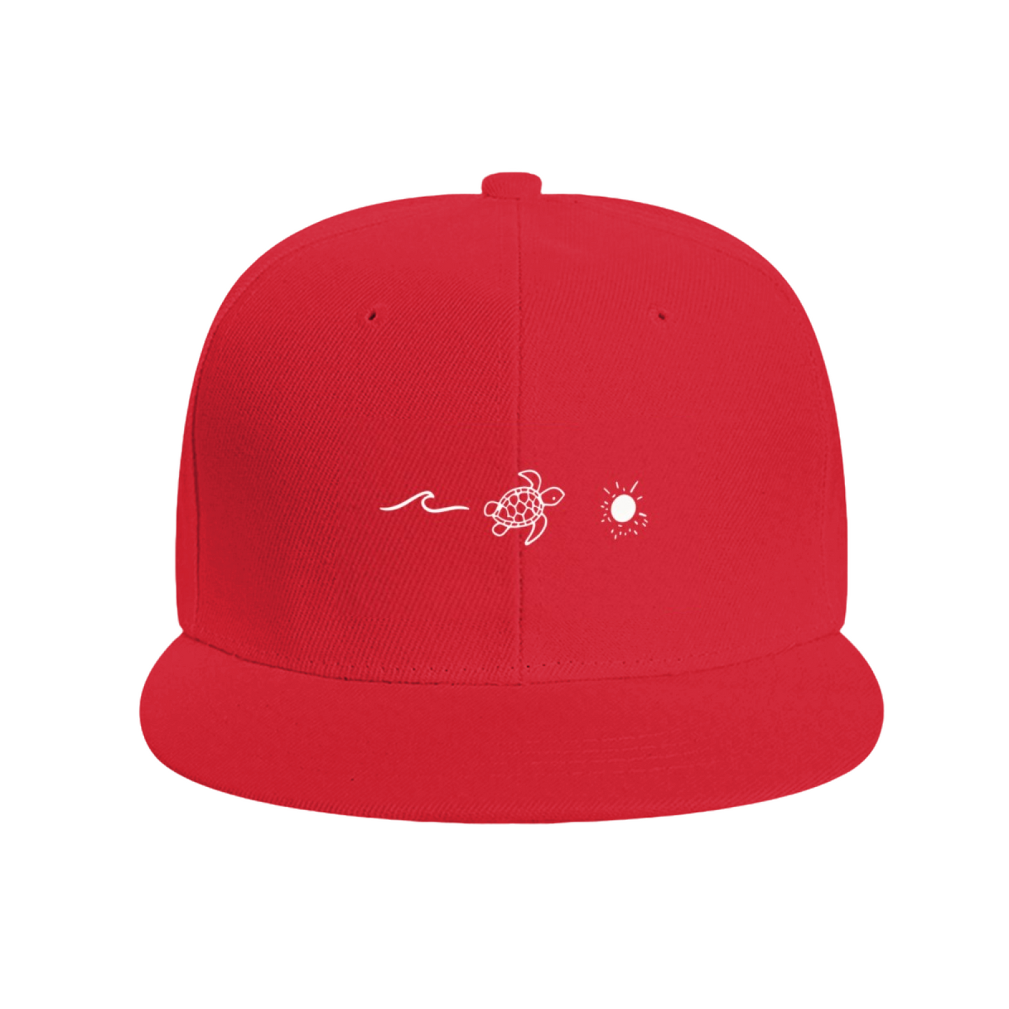 Ocean Wave Turtle & Sun Minimal Line Blue Flat Sun Cap