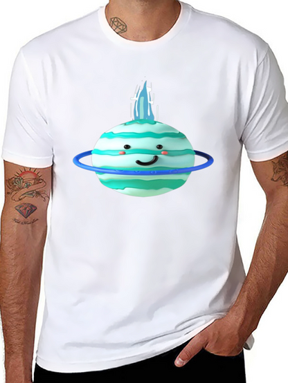 Cute Planet Graphic Tee - Black Cotton T-Shirt