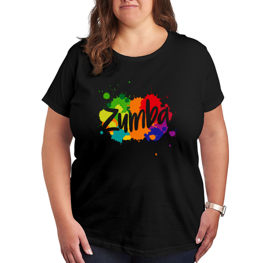 Color Splash Zumba Dance Fitness Vibrant Plus Size Women¡¯s Printed T-Shirt