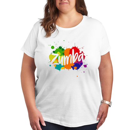 Color Splash Zumba Dance Fitness Vibrant Plus Size Women¡¯s Printed T-Shirt