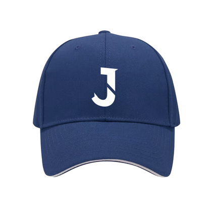Bold J Letter Logo Red Sandwich Brim Baseball Cap ¨C Trendy Streetwear Hat