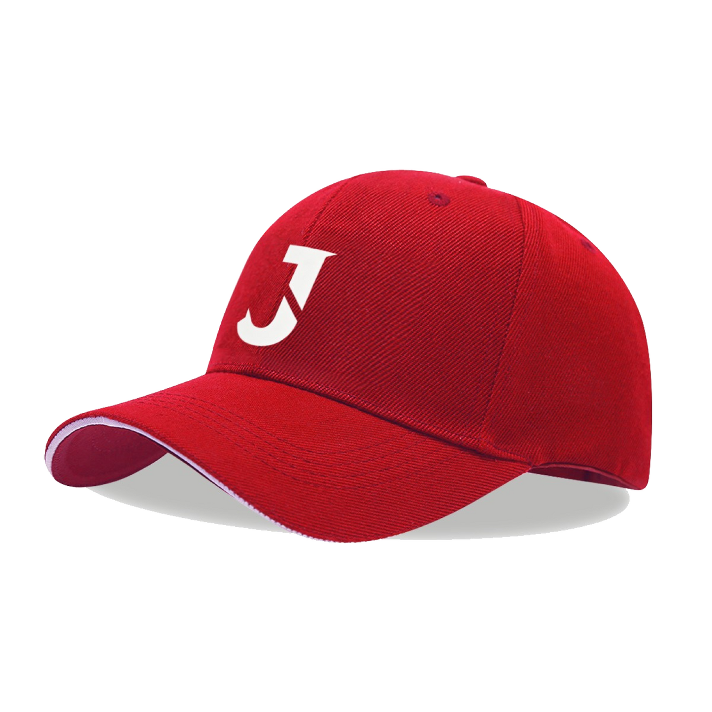 Bold J Letter Logo Red Sandwich Brim Baseball Cap ¨C Trendy Streetwear Hat
