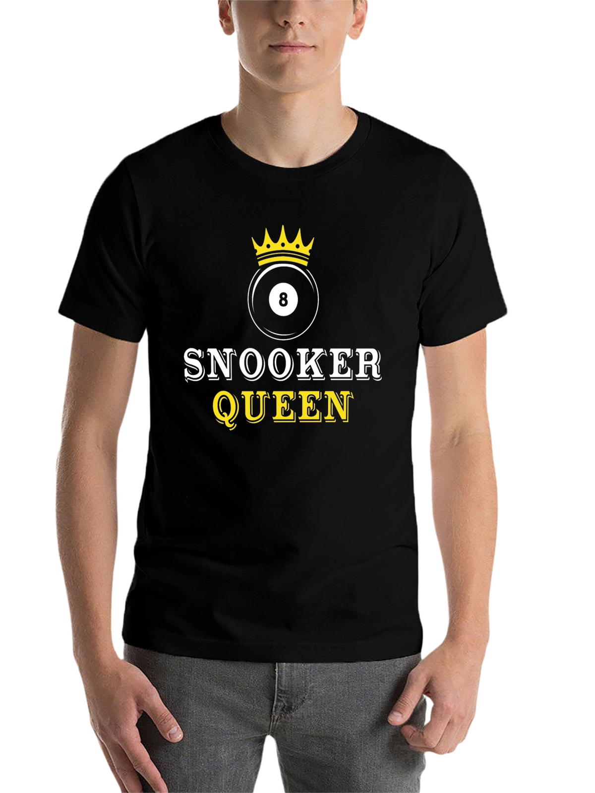 Snooker Queen Black T-Shirt - Billiards 8 Ball Crown