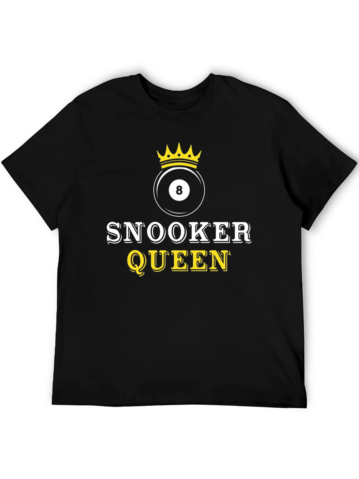 Snooker Queen Black T-Shirt - Billiards 8 Ball Crown
