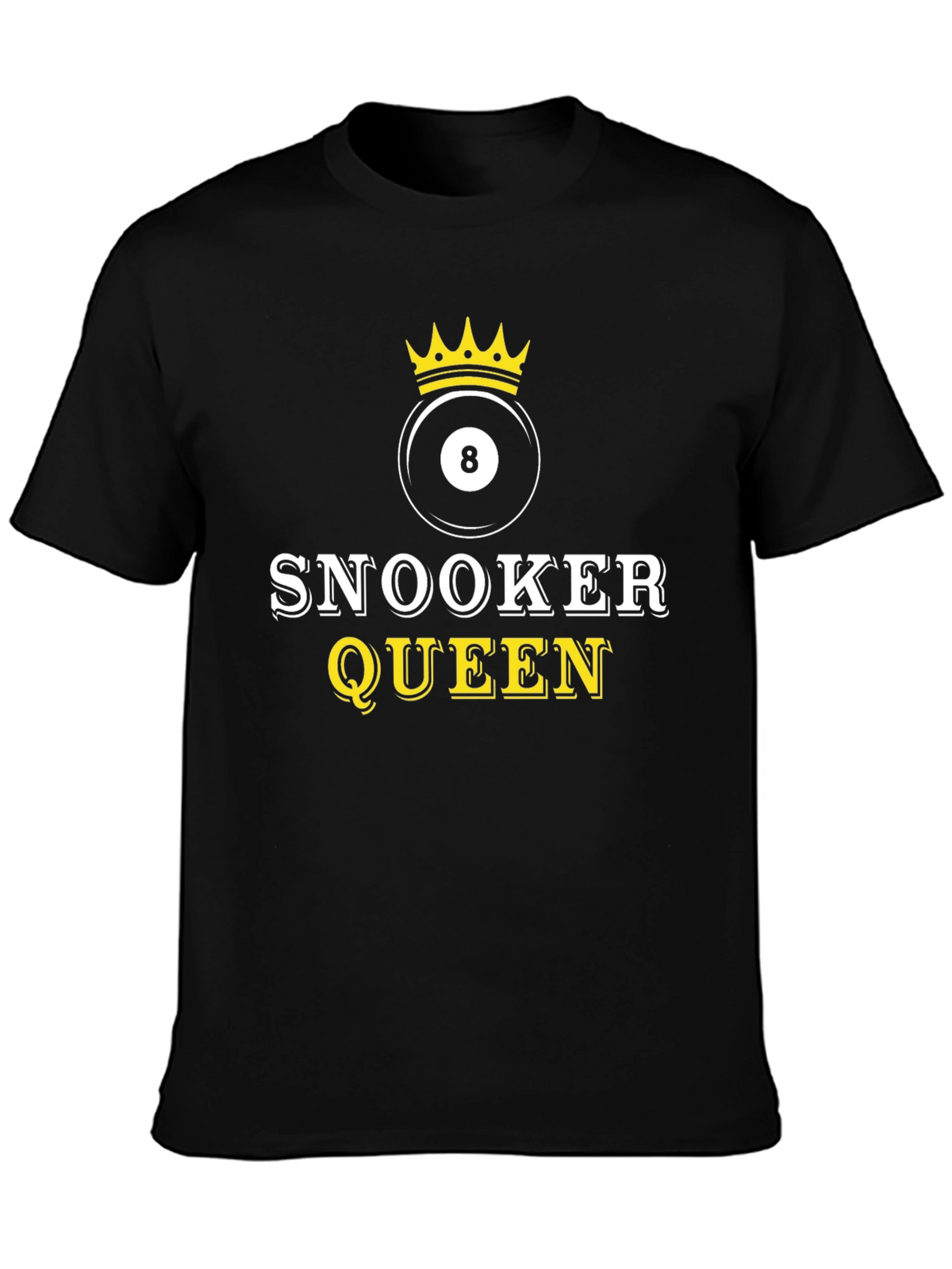 Snooker Queen Black T-Shirt - Billiards 8 Ball Crown
