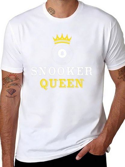 Snooker Queen Black T-Shirt - Billiards 8 Ball Crown